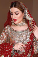 Rose Gold Embroidered Lamé Bridal Salwar Kameez (3-Piece) - Image 8