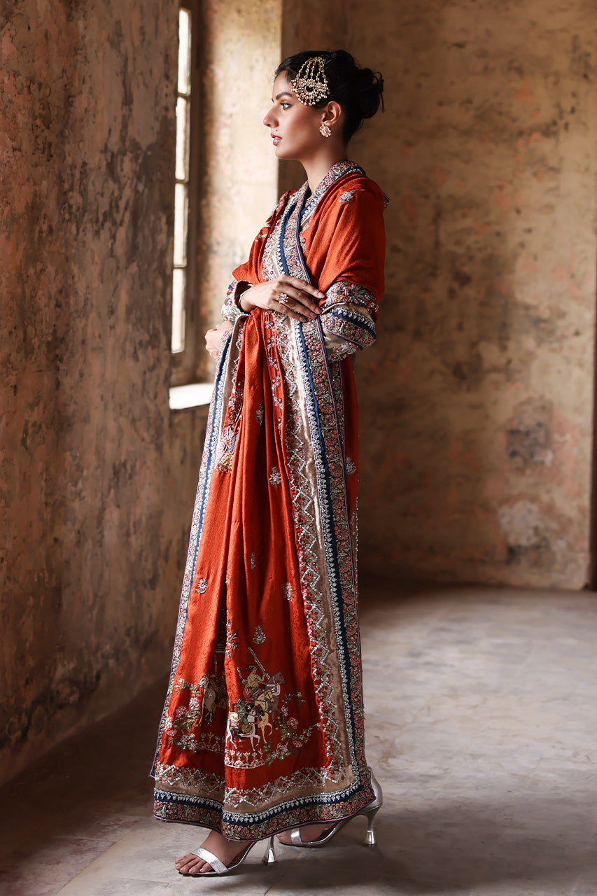 Pakistani Gold Zardozi Metallic Silk Salwar Kameez (3-Piece) - Image 13