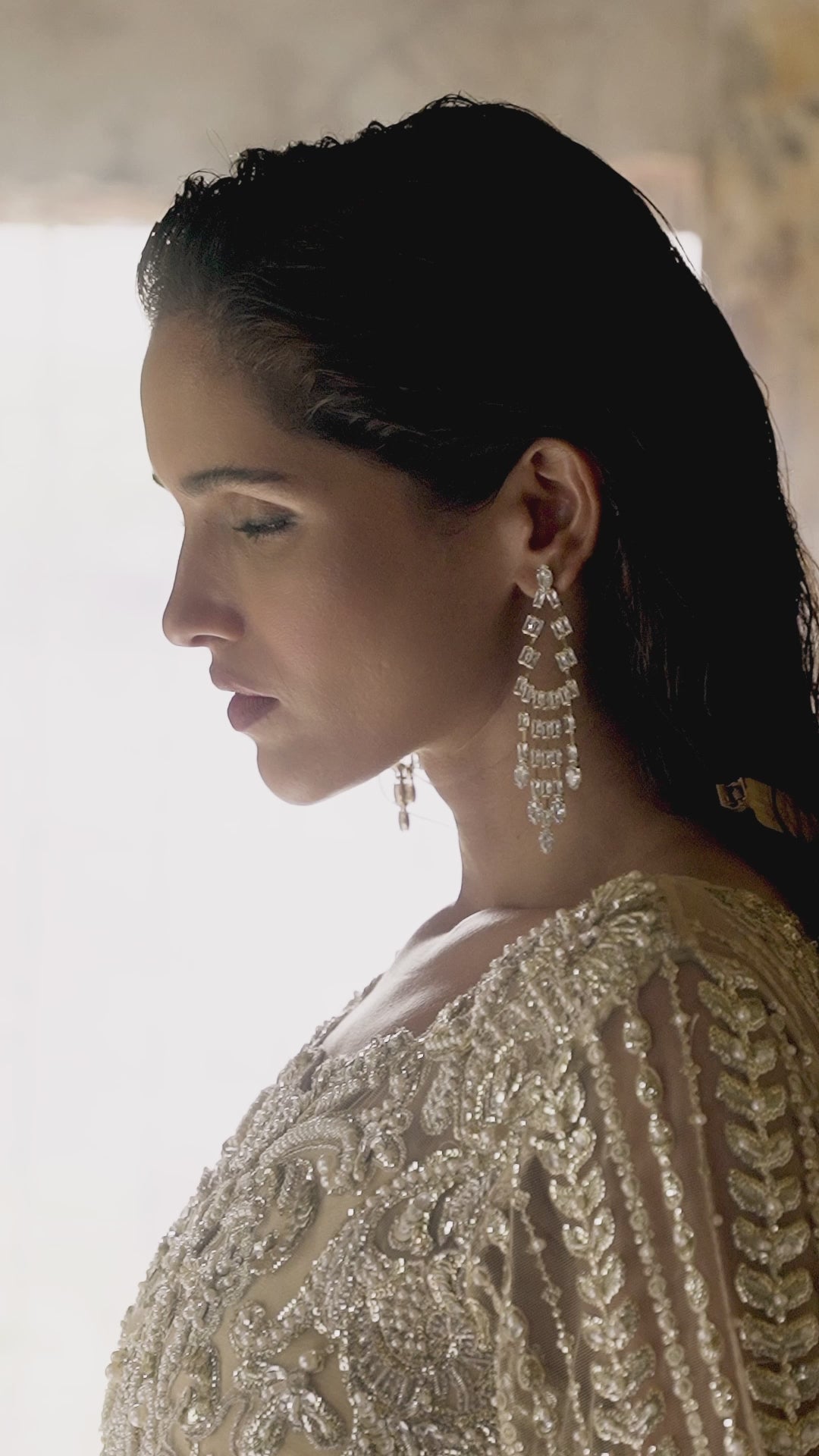 Golden Embroidered Net Long Shirt with Raw Silk Trousers (2-Piece) - Image 18