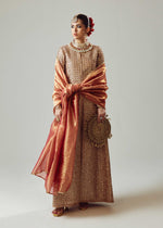 Pakistani Red Adda Work Organza Jacket with Banarsi Churidar (3-Piece) - Image 12