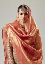 Pakistani Red Adda Work Organza Jacket with Banarsi Churidar (3-Piece) - Image 13