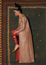 Pakistani Red Adda Work Organza Jacket with Banarsi Churidar (3-Piece) - Image 15