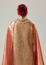 Pakistani Red Adda Work Organza Jacket with Banarsi Churidar (3-Piece) - Image 16