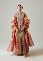 Pakistani Red Adda Work Organza Jacket with Banarsi Churidar (3-Piece) - Image 18