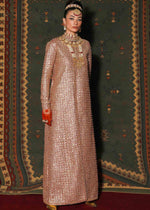 Pakistani Red Adda Work Organza Jacket with Banarsi Churidar (3-Piece) - Image 3