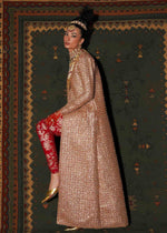 Pakistani Red Adda Work Organza Jacket with Banarsi Churidar (3-Piece) - Image 6