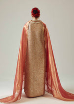 Pakistani Red Adda Work Organza Jacket with Banarsi Churidar (3-Piece) - Image 7