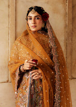 Pakistani Gold Embroidered Organza Jacket Dress (3-Piece) - Image 4