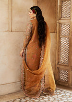 Pakistani Gold Embroidered Organza Jacket Dress (3-Piece) - Image 6