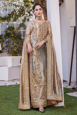 Golden Bronze Embroidered Organza Salwar Kameez (3-Piece) - Image 2