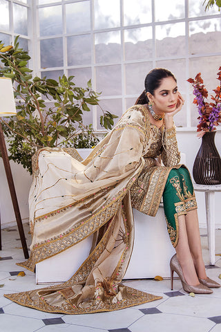 Golden Bronze Embroidered Organza Salwar Kameez (3-Piece) - Image 5