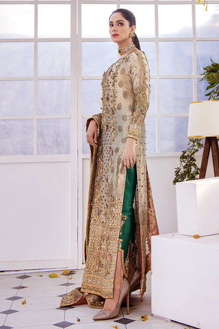 Golden Bronze Embroidered Organza Salwar Kameez (3-Piece) - Image 7