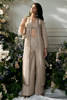 Pakistani Golden Hand-Embroidered Pure Tissue Jacket & Pants (2-Piece) - Image 3