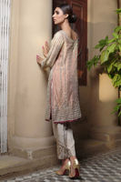 Pakistani Golden Resham Kora Dabka Kurta with Beige Pants (2-Piece) - Image 3