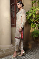 Pakistani Golden Resham Kora Dabka Kurta with Beige Pants (2-Piece) - Image 4