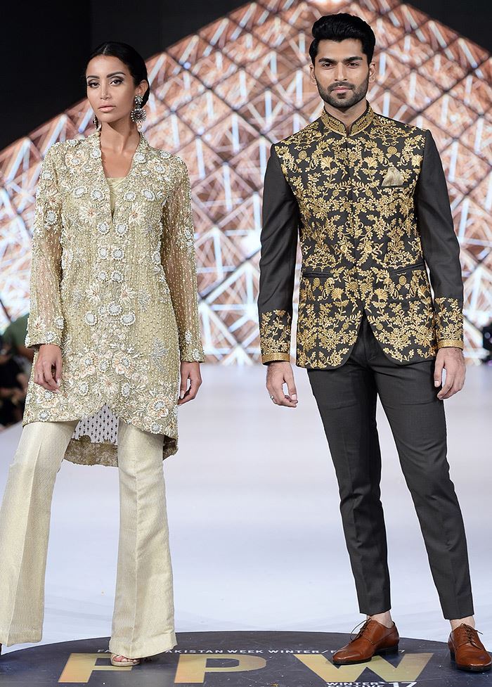 Metallic Gold Embellished Silk-Blend Jacket (2-Piece) - Image 1