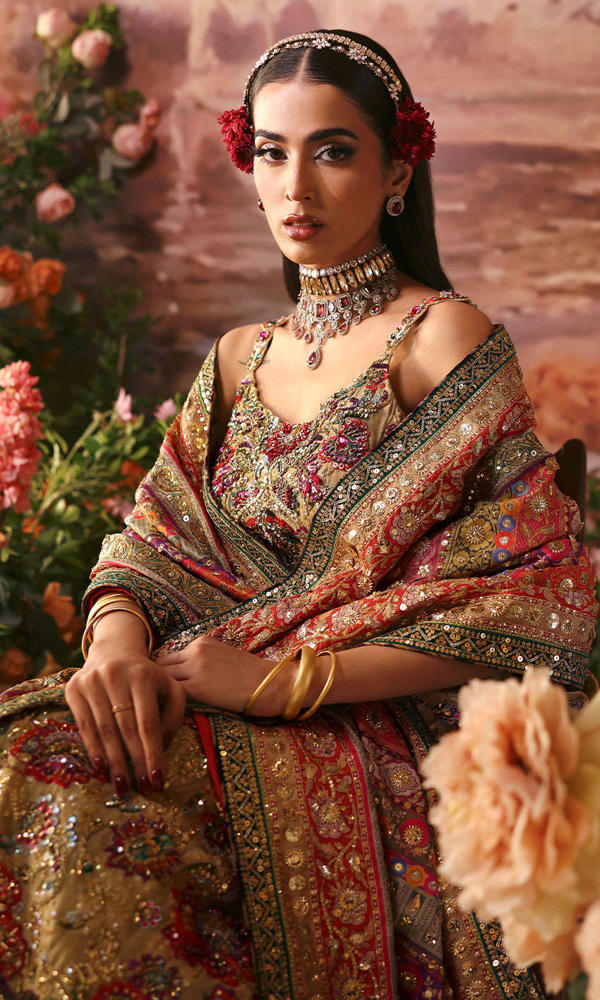 Pakistani Gold Zardozi & Sequin Silk-Blend Salwar Kameez (3-Piece) - Image 7