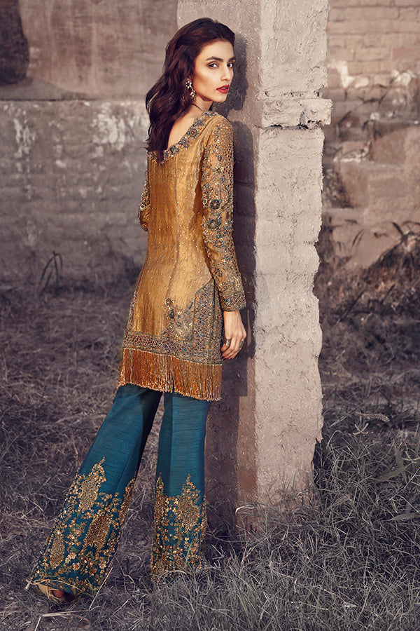 Antique Gold Embellished Silk-Blend Salwar Kameez (2-Piece) - Image 4