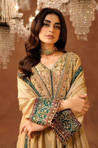 Pakistani Gold Hand-Embellished Silk Net Salwar Kameez (3-Piece) - Image 2