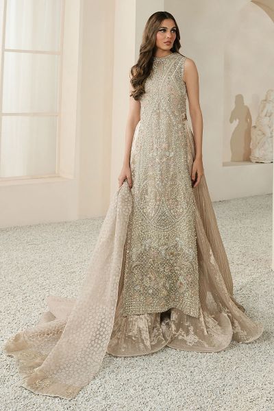 Gold Embellished Net Silk Salwar Kameez (3-Piece) - Image 1