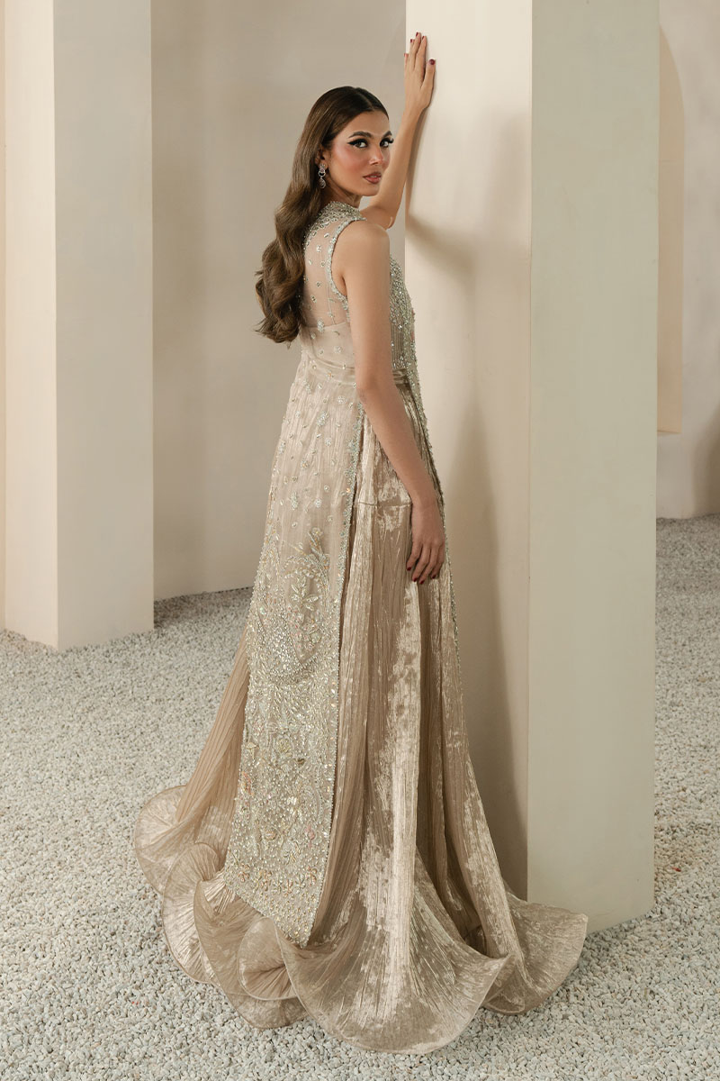 Gold Embellished Net Silk Salwar Kameez (3-Piece) - Image 7