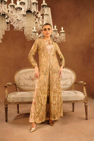 Gold Embellished Silk Masori Long Shirt & Trouser (2-Piece) - Image 2