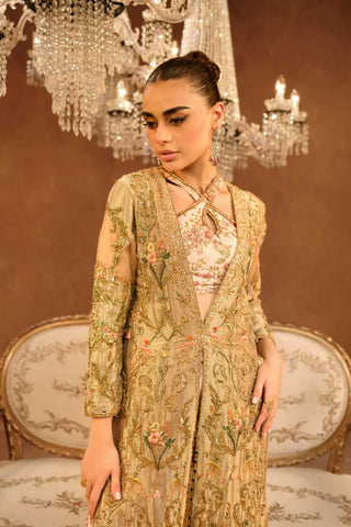 Gold Embellished Silk Masori Long Shirt & Trouser (2-Piece) - Image 3