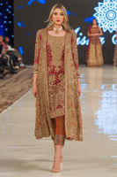 Gold Embroidered Tissue Salwar Kameez (3-Piece) - Image 2