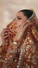 Pakistani Amber-Gold Hand-Embellished Tussel Silk Salwar Kameez (3-Piece) - Image 10