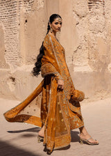 Pakistani Amber-Gold Hand-Embellished Tussel Silk Salwar Kameez (3-Piece) - Image 4