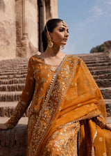 Pakistani Amber-Gold Hand-Embellished Tussel Silk Salwar Kameez (3-Piece) - Image 8