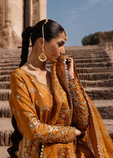 Pakistani Amber-Gold Hand-Embellished Tussel Silk Salwar Kameez (3-Piece) - Image 9
