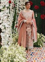 Rose Gold Zari Silk Bridal Salwar Kameez (3-Piece) - Image 3