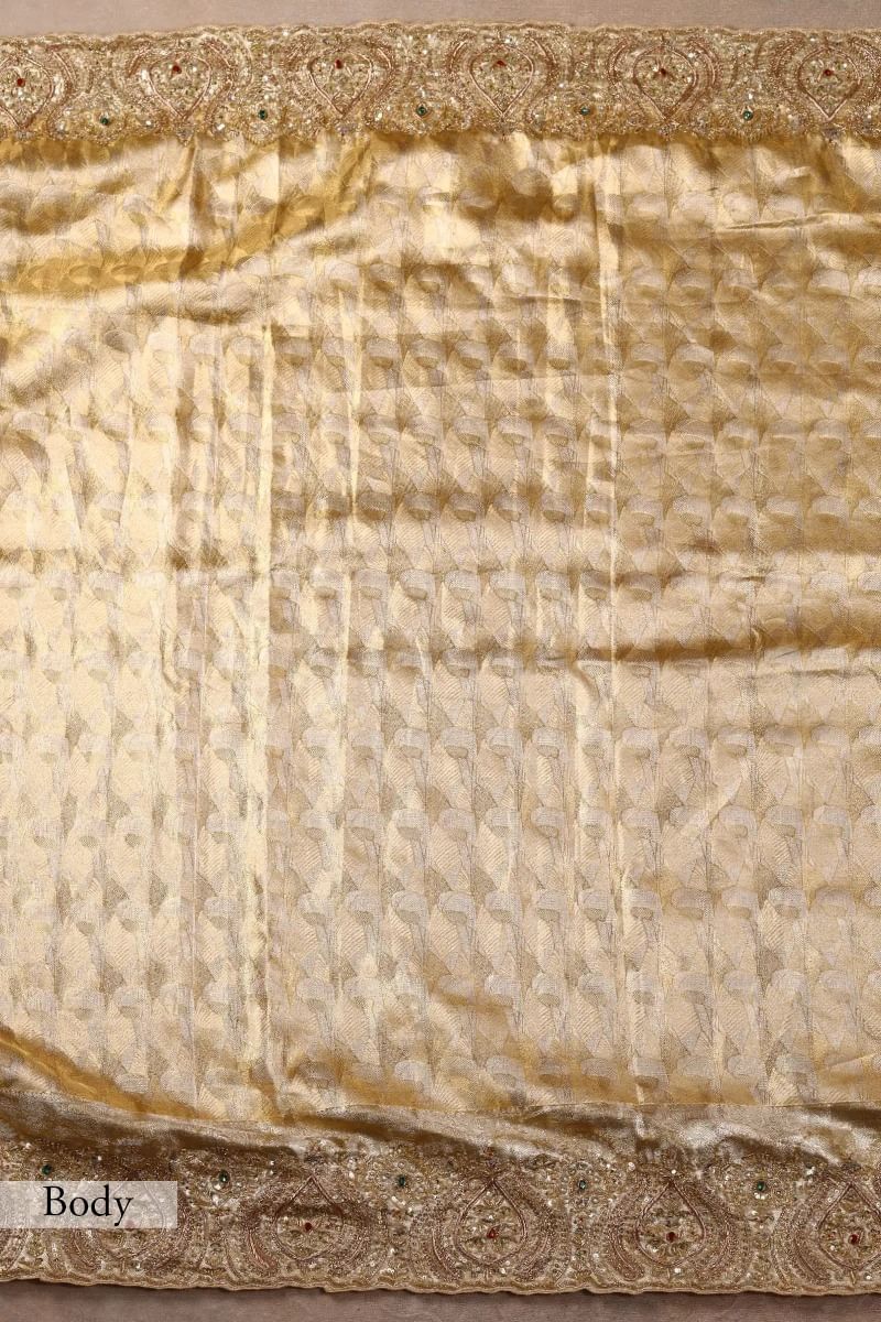 Gold Zari Woven Kanchipuram Tissue Saree (2-Piece) - Image 10