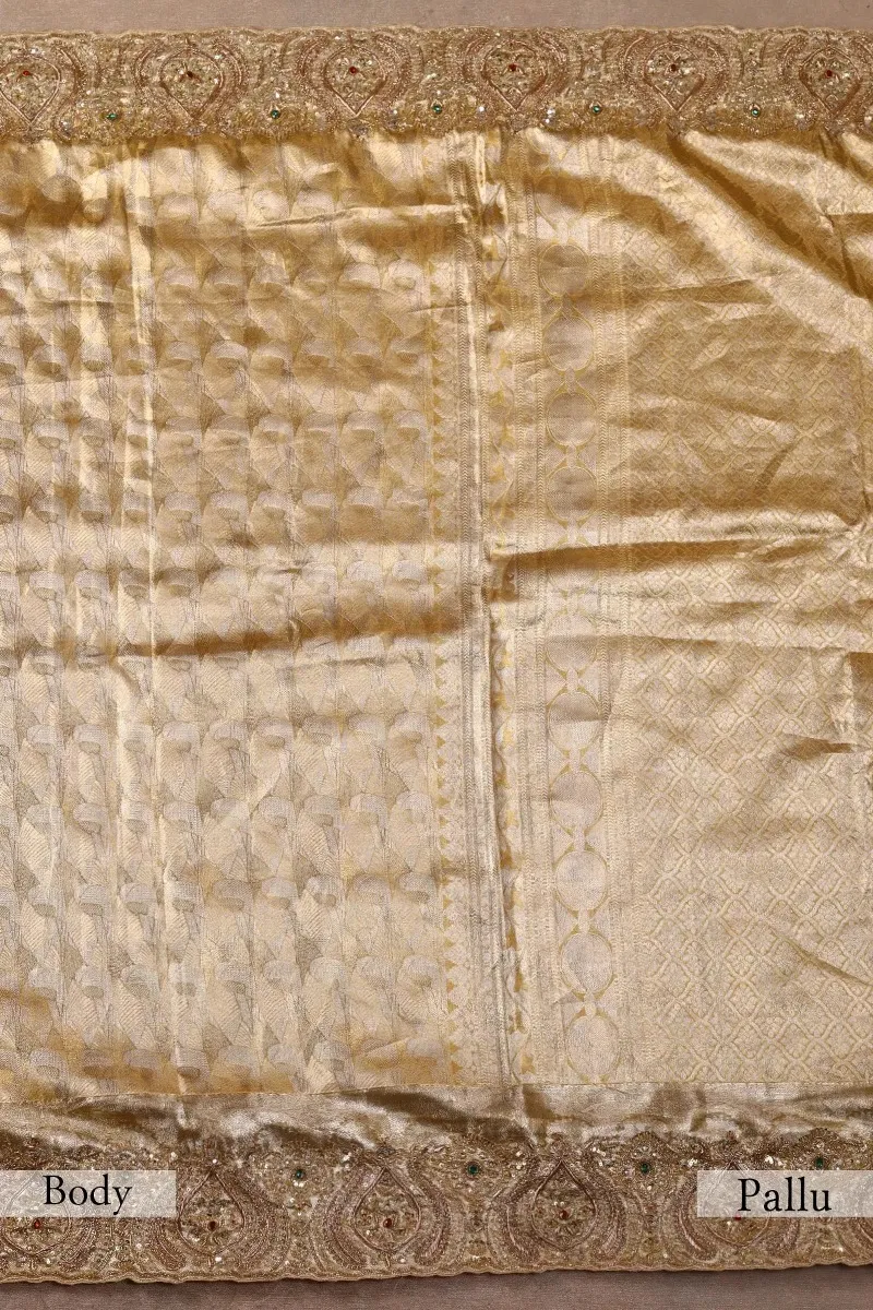 Gold Zari Woven Kanchipuram Tissue Saree (2-Piece) - Image 9