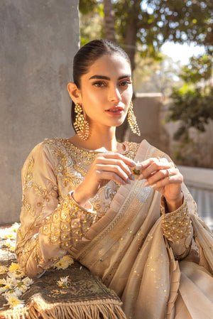 Gold Mukesh Lame Saree with Embellished Blouse (2-Piece) - Image 4