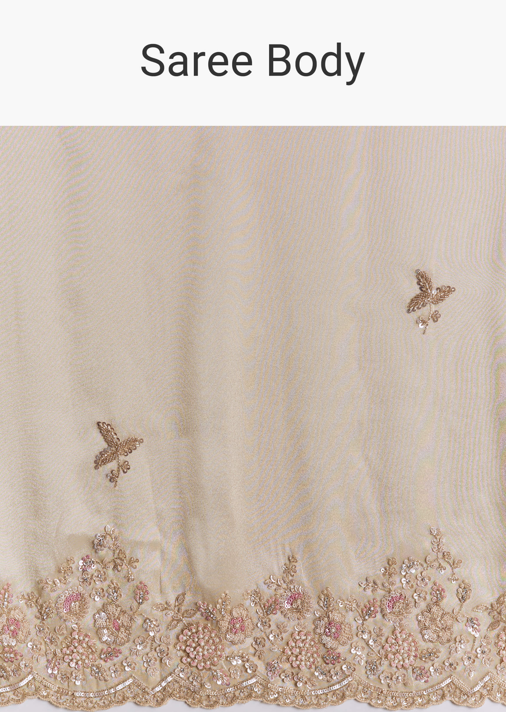 Indian Gold Cut Dana Sequin Tissue Saree (2-Piece) - Image 8