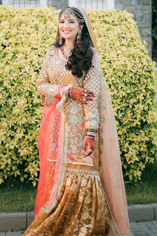 Gold Mirrorwork Banarasi Silk Sharara (3-Piece) - Image 3