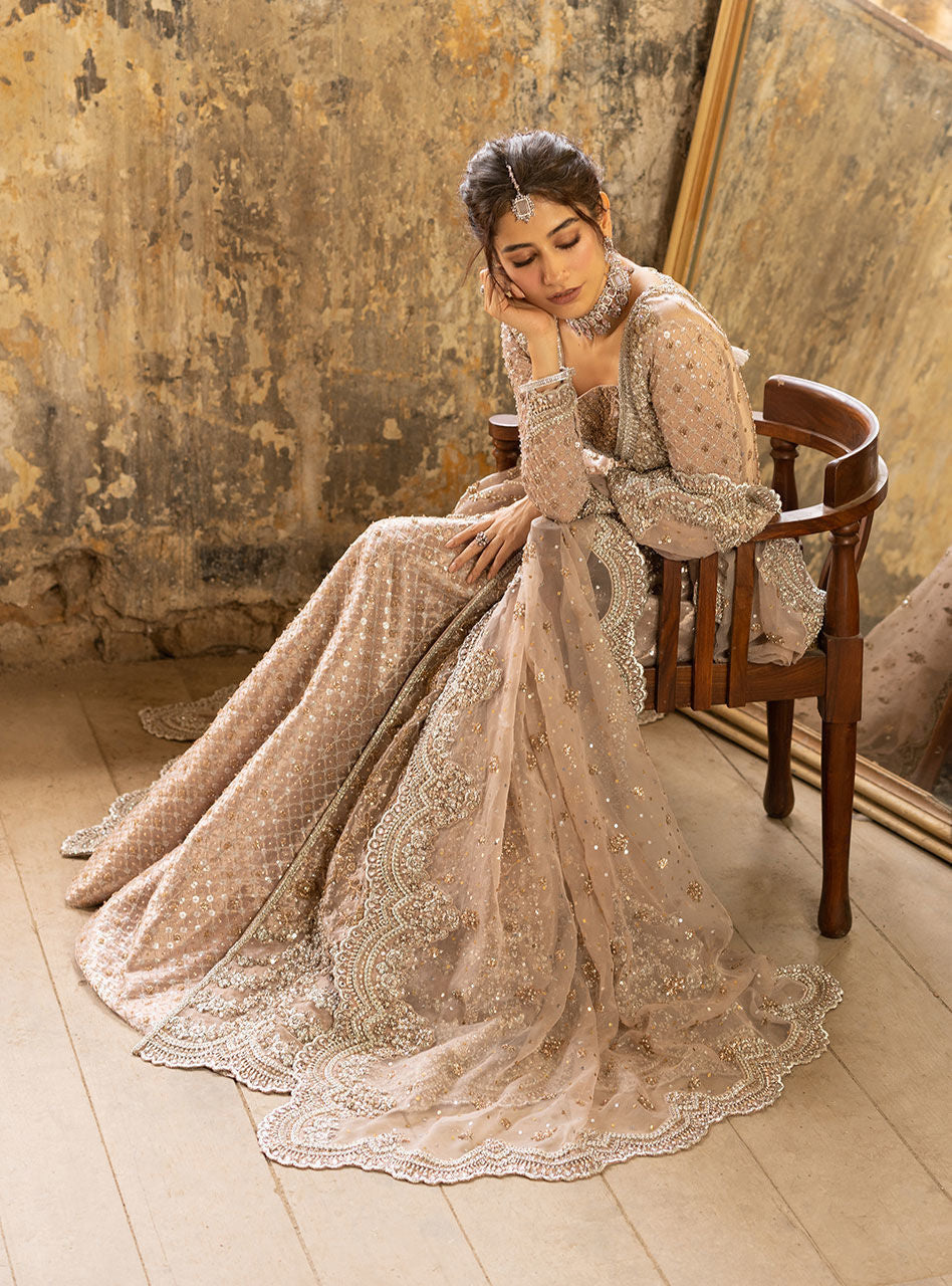 Champagne Gold Hand-Embellished Brocade Sharara (3-Piece) - Image 14