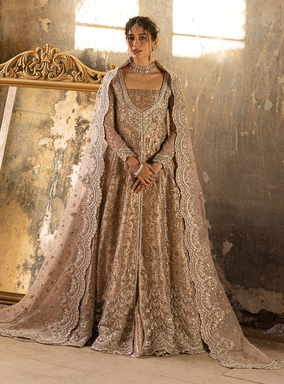 Champagne Gold Hand-Embellished Brocade Sharara (3-Piece) - Image 2