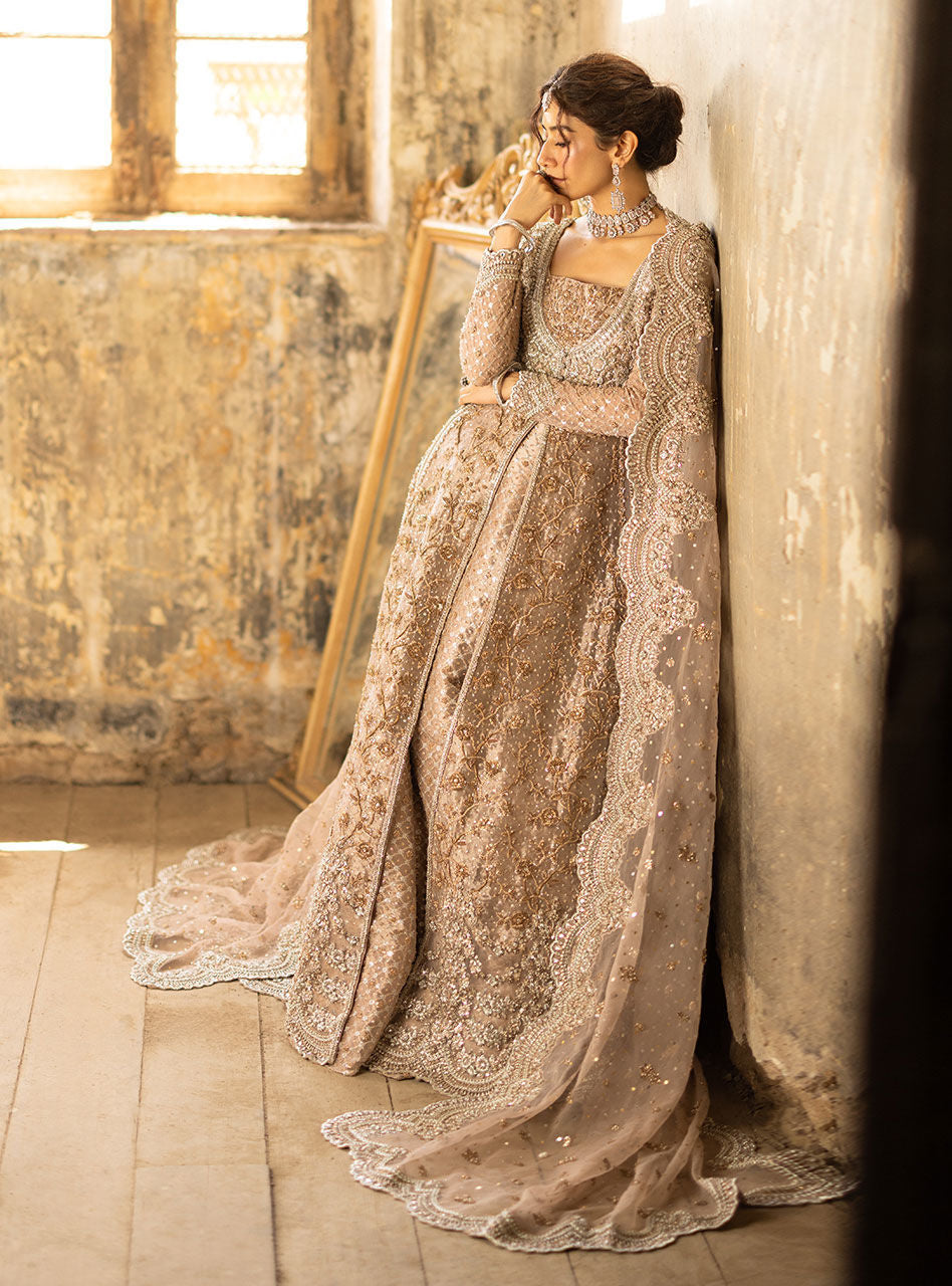 Champagne Gold Hand-Embellished Brocade Sharara (3-Piece) - Image 4