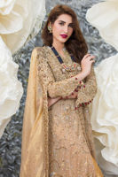 Pakistani Gold Zardozi Net Sharara Set (3-Piece) - Image 3