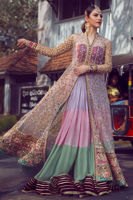 Gold Kaamdani & Dabka Embroidered Net Sharara (3-Piece) - Image 3