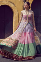 Gold Kaamdani & Dabka Embroidered Net Sharara (3-Piece) - Image 5