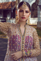 Gold Kaamdani & Dabka Embroidered Net Sharara (3-Piece) - Image 6