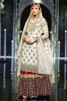 Dull Gold Embroidered Net Sharara Set (3-Piece) - Image 2