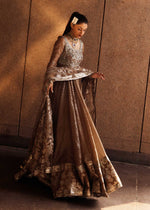 Indian Gold Hand-Embellished Organza Anarkali Sharara (3-Piece) - Image 10