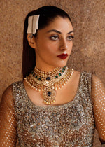 Indian Gold Hand-Embellished Organza Anarkali Sharara (3-Piece) - Image 11