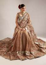 Indian Gold Hand-Embellished Organza Anarkali Sharara (3-Piece) - Image 4