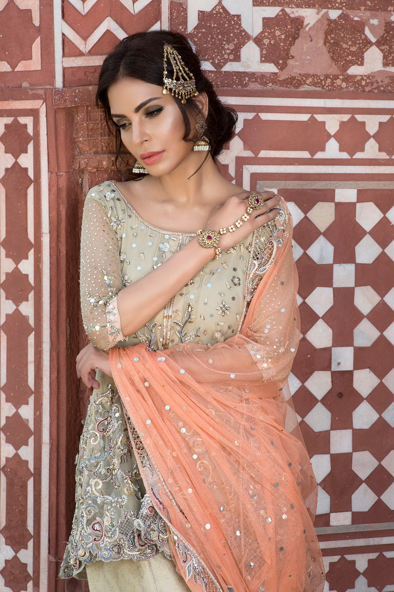 Gold Embroidered Silk-Blend Peplum Sharara (3-Piece) - Image 4